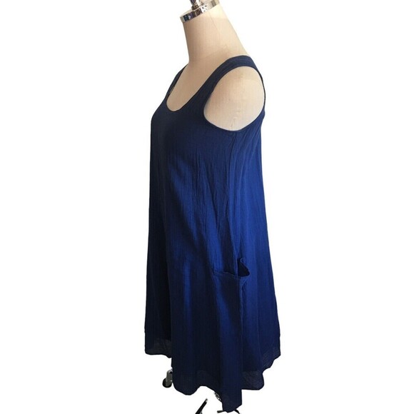 Color Me Cotton Size XS Dress Blue Double Layer Gauze Lagenlook Sleeveless - Picture 2 of 5